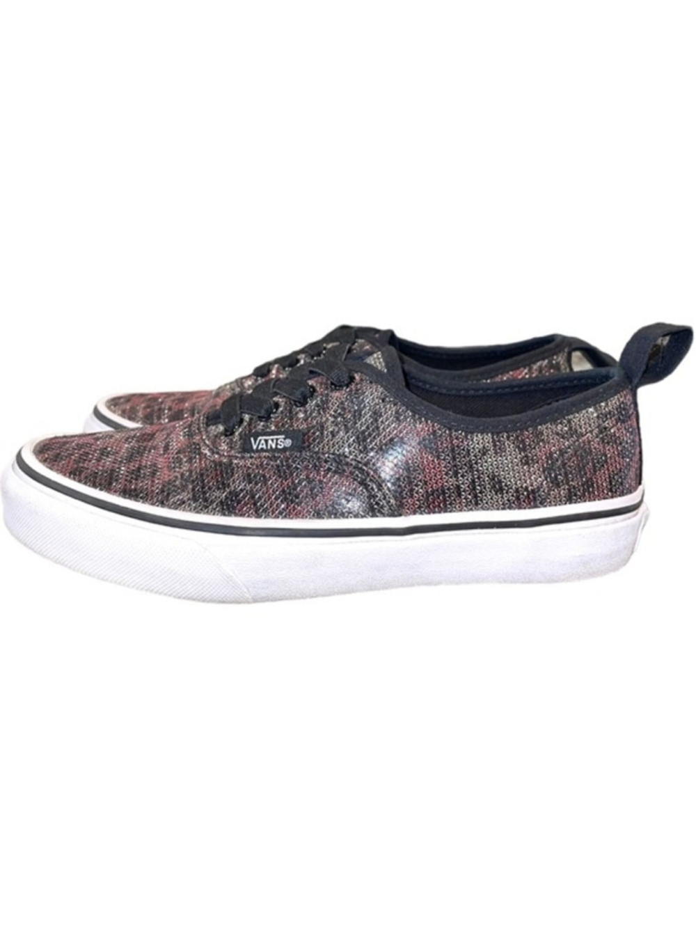 Vans Girls Size 3 Sneakers Old Skool Slip On Leopard Mesh Black Shimmer Elastic